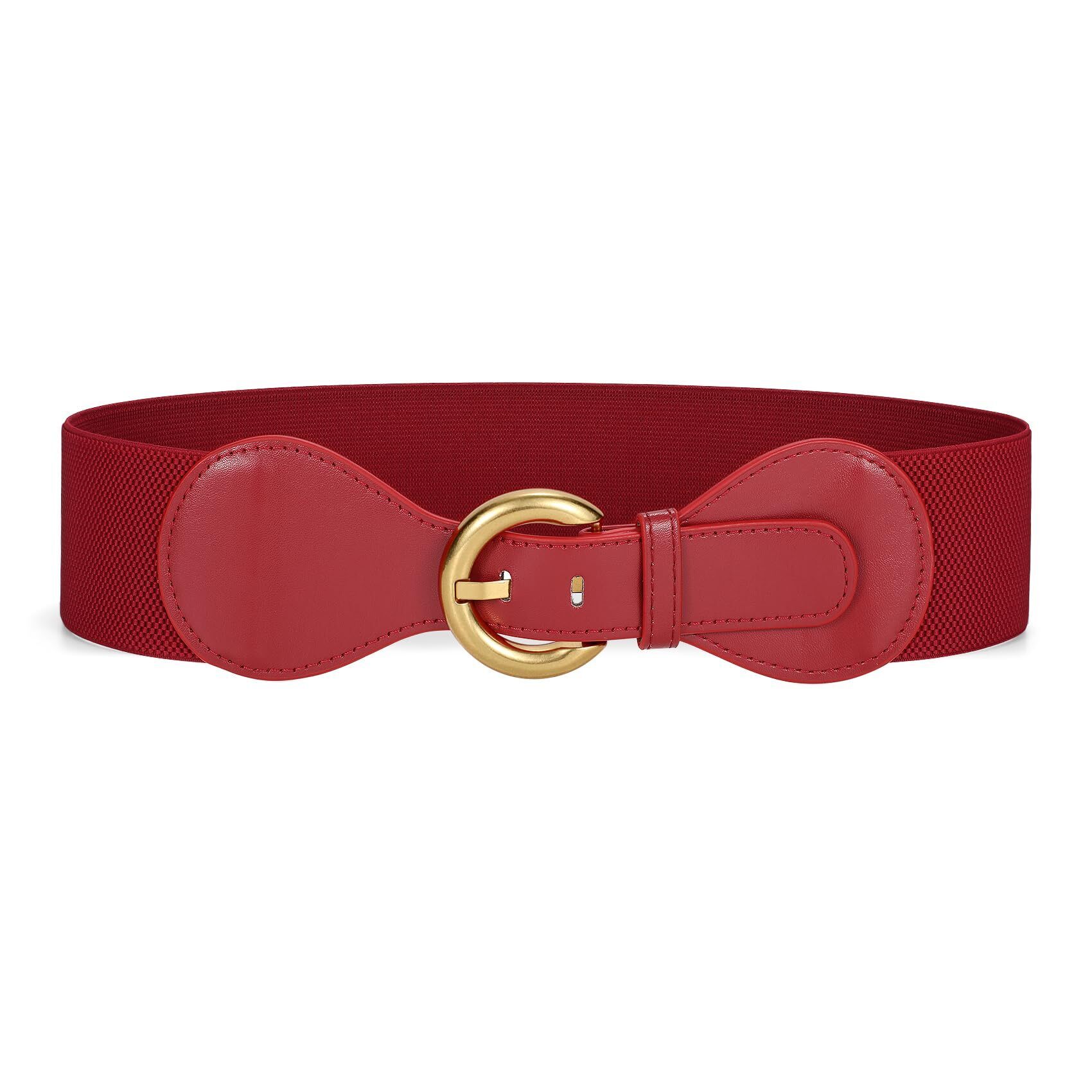 5234 Women Elastic Wide Waist Belt With Gold Buckle Fashion Stretch